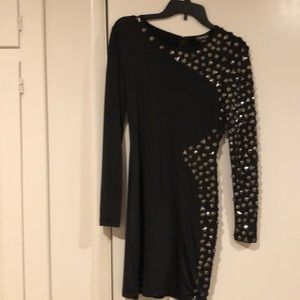 bebe Chrome Studded Mini Dress